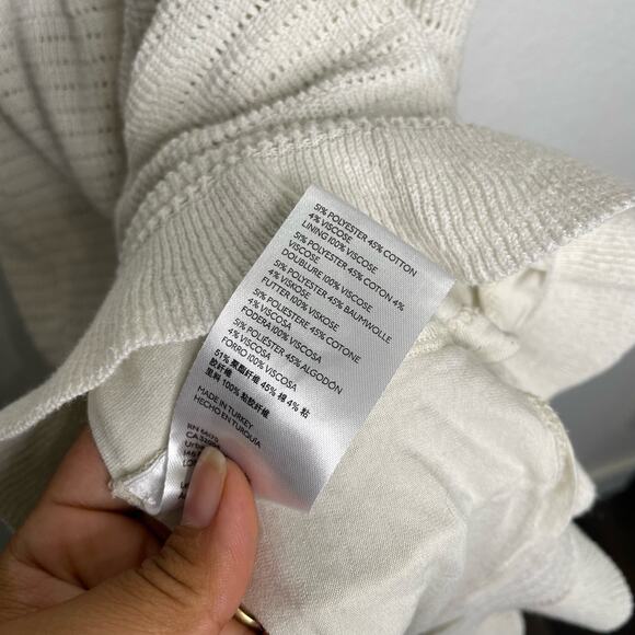 Anthropologie Womens Dress Size L White Sleeveless Knitted Crochet Style Lined - Picture 6 of 16